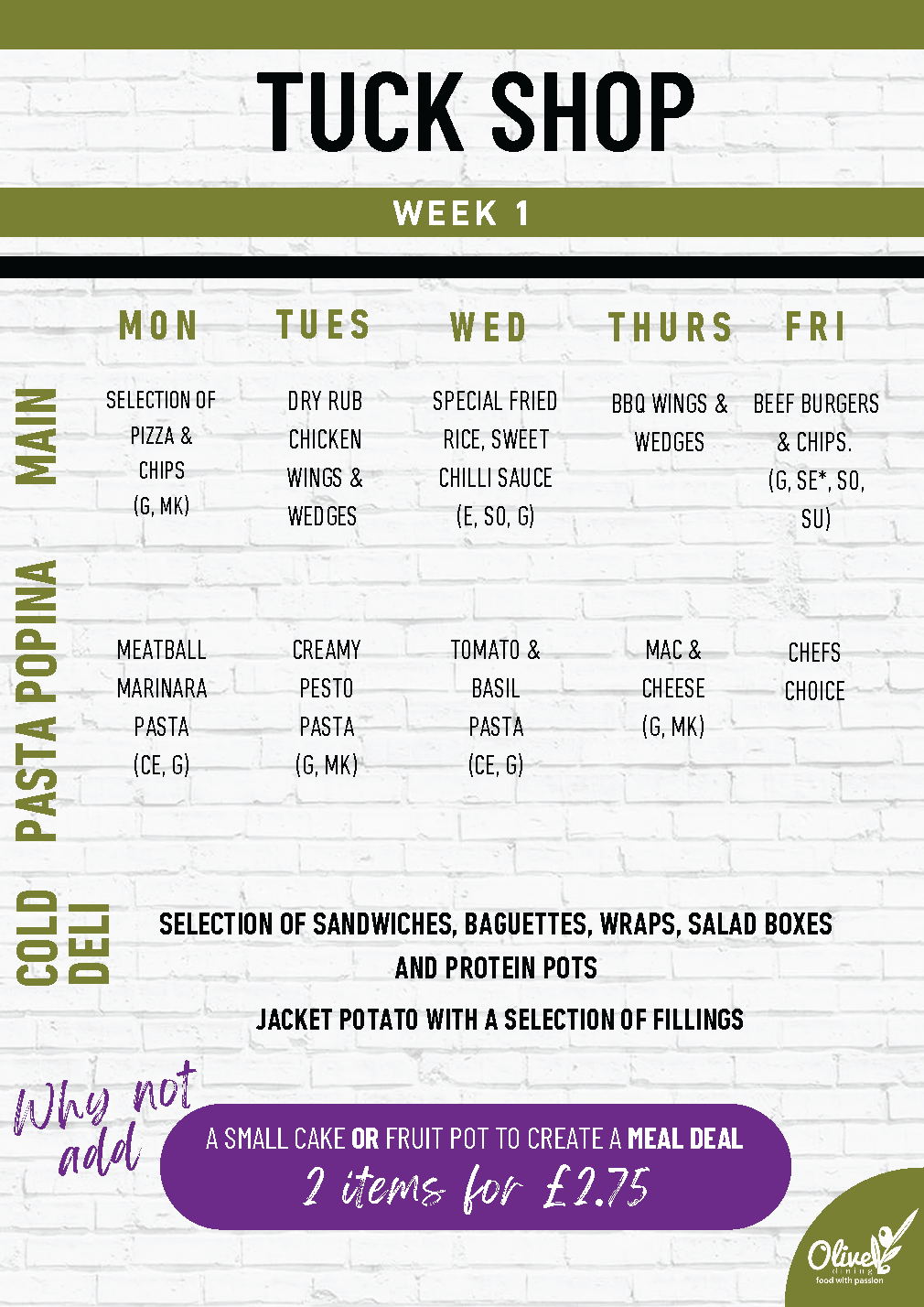 Tuck shop menu for excelsior 8 page 1