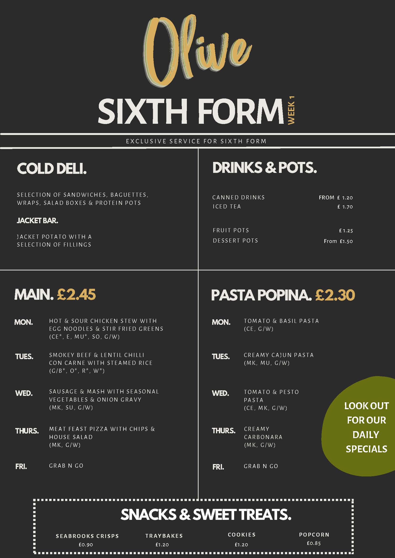 Grab n Go Sixth Form Autumn Menu 25 Page 1