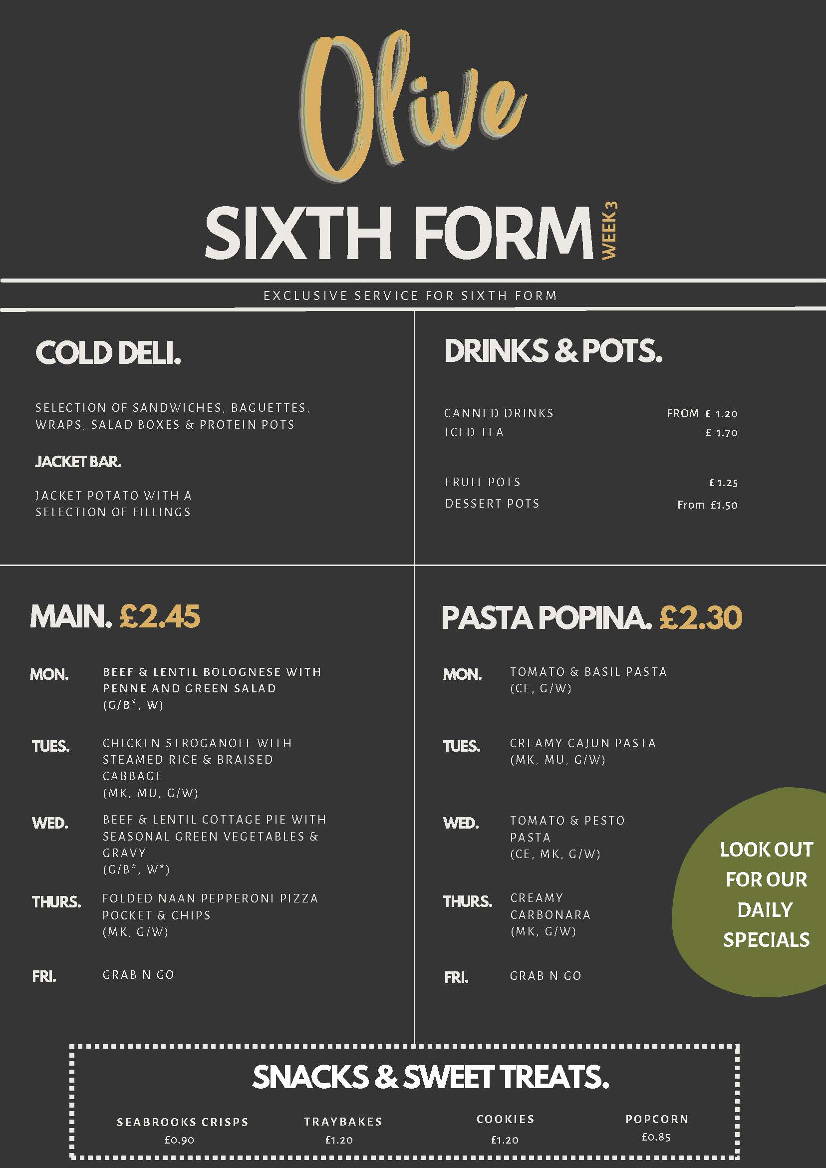 Grab n Go Sixth Form Autumn Menu 25 Page 3